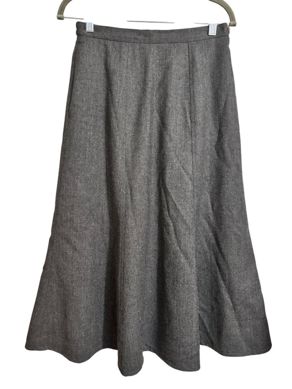 Vintage Susan Bristol Gray Wool A-Line Skirt Mid-Calf Lined Classic Women’s